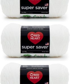 Red Heart Super Saver White Yarn - 3 Pack of 198g/7oz - Acrylic - 4 Medium (Worsted) - 364 Yards - Knitting/Crochet