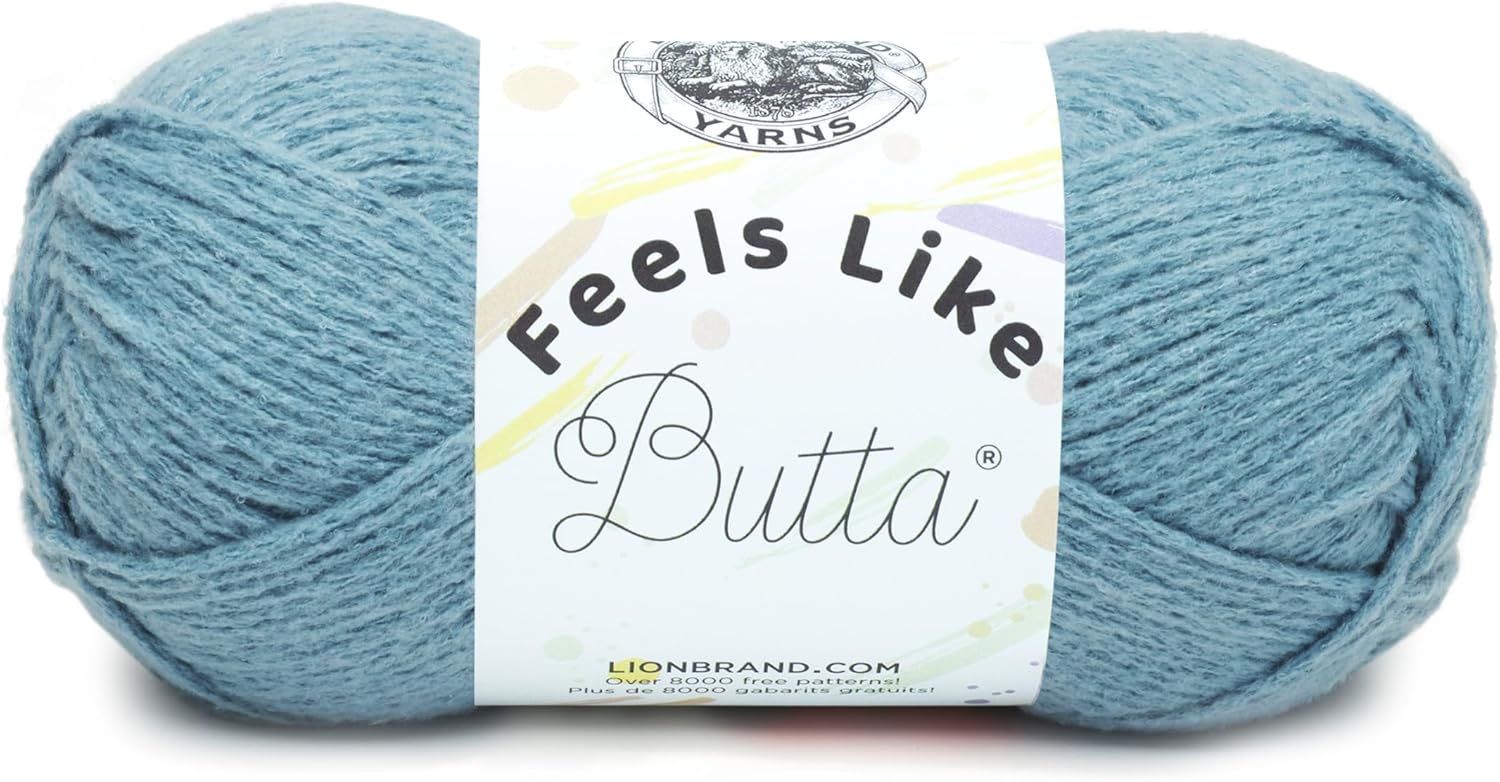 Lion Brand Yarn Feels Like Butta Soft Yarn for Crocheting and Knitting. Velvety. 1-Pack. Dusty Blue