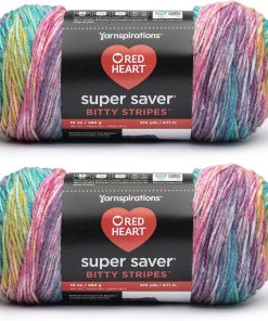Red Heart Super Saver Bitty Stripes Unicorn Mane Yarn - 2 Pack of 283g/10oz - 100% Acrylic - #4 Worsted (Medium) - 515 Yards - Knitting/Crochet